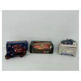 Burago Chevrolet Corvette Diecast Model Car, Ertl Hawkeye Flatbed/Farmall 350 Tractor and Model A Roadster