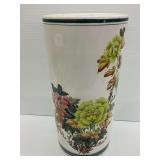 Floral Decorated Ceramic Vase with Asian Characters