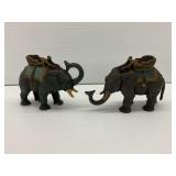 Pair of Cast Metal Elephant Mechanical Banks