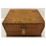 Vintage Dovetailed Wooden Box with Hinged Lid and Metal Latch