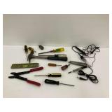 Various Hand Tools - Hammer, Screwdrivers, Pliers, and Testers