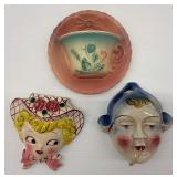 Vintage Lefton Miss Dainty, Dutch Girl String Holder, Hull Pottery Bowknot Wall Pocket