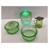 Collection of Uranium Green Depression Glass Pieces