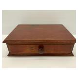 Vintage Wooden Cash Box with Drawer and Dividers