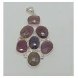 Sterling Silver Pendant with Faceted Gemstones