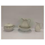 Ceramic Pitchers, Wash Basin and Chamber Pot... some chips