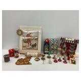 Assorted Holiday Decor, Ornaments, Framed Art, and More