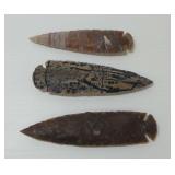 3 Assorted Arrowheads/Spear...5 in. long