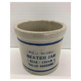 Vintage Red Wing Stoneware Beater Jar w/Economy Store Advertising
