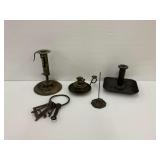 Vintage Candle Holders, Receipt Spike, and Keys