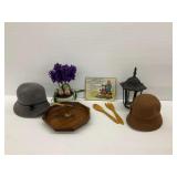 Wool Hats, Wooden Bowl, and Other Items