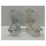Two Clear Glass "Goose Girl" Figurines