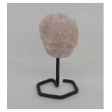 Rose Quartz Crystal on Metal Stand..about 6 in. tall