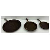 Cast Iron Griddle and Two Cast Iron Skillets