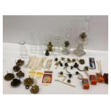 Vintage Oil Lamp Parts - Burners, Wicks, Chimneys and Lamps