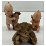 Vintage Ardalt Japan Kewpie Porcelain Figurines and Teddy Bear
