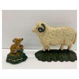 Cast Iron Mouse and Sheep Doorstops