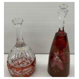 Two Vintage Etched Crystal Bells