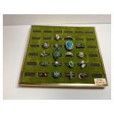 Group of 18 Vintage Fashion Rings, Sizes 4.5 Through 10...Display Not Included