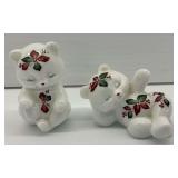 Fenton Hand Painted Christmas Bear Figurines