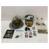 Fishing Gear: Basket, Tackle Boxes, Hooks, Lures, Book and More