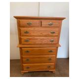 Wood Chest on Chest with Metal Handles