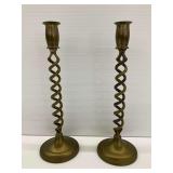 Pair of Jack Housman India Brass Candlestick Holders with Twisted Design