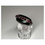 Sterling Silver Black Onyx & Multi Garnet Gemstone Ring...Size 8