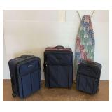 Three Piece Locomotor Rolling Luggage Set & Ironing Board