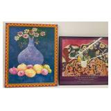 Framed Still Life Painting and Matisse Print...see description and photos