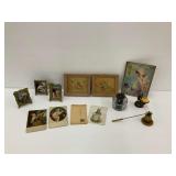 Framed Art, Postcards, Photo Frames, Ink Well & Pineapple Candle Snuffer