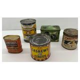 Collectible Advertising Tins: Cashews, Cigarettes, Ink Eraser, and More