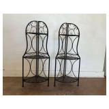 Pair of Decorative Wrought Iron Corner Shelves