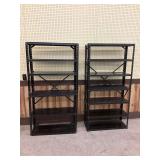 Two Black Metal Storage Shelving Units