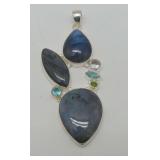 Sterling Silver Labradorite and Gemstone Pendant