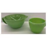 Fire King Jadeite Batter Bowl and Jadeite Measuring Cup UV Reactive