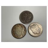 Group of Three Morgan Silver Dollars