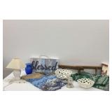 Home Decor: Tablecloth, Clock, Bowls, Lamp, Throws and More