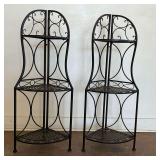 Two Wrought Iron Corner Display Shelves