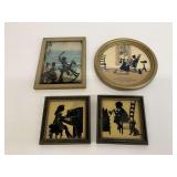 Group of Vintage Silhouette Framed Art Prints