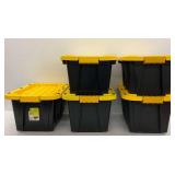 Five Performax Heavy-Duty Industrial Totes - 12 Gallon