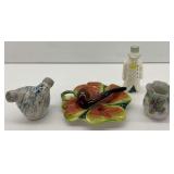 Royal Worcester Candle Snuffer, Majolica Clover Dish, and Other Vintage Pieces