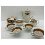 Vintage Poland Tea Set with Red and Gold Trim