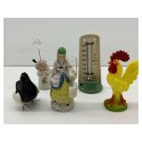 Thermometer, Timer, Hat Pin Holder and More