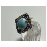 Larimar & Blue Gemstone Sterling Silver Ring...Size 9