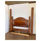 Wooden Queen Size Bed Frame with Headboard, Footboard, Rails, & Supports