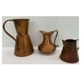 Three Copper Items: Pitchers & Jug