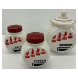 Fire King Vitrock Grease Jar and Salt & Pepper Shaker Set