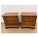 Pair of Lexington Wooden Three-Drawer Bedside Tables