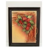 Framed Floral Wall 3-D Art with Roses